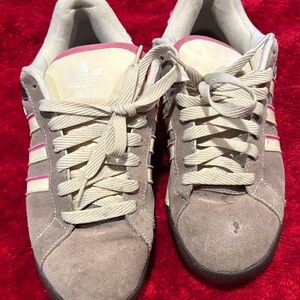 Adidas Suede Sneakers in Gray and Pink